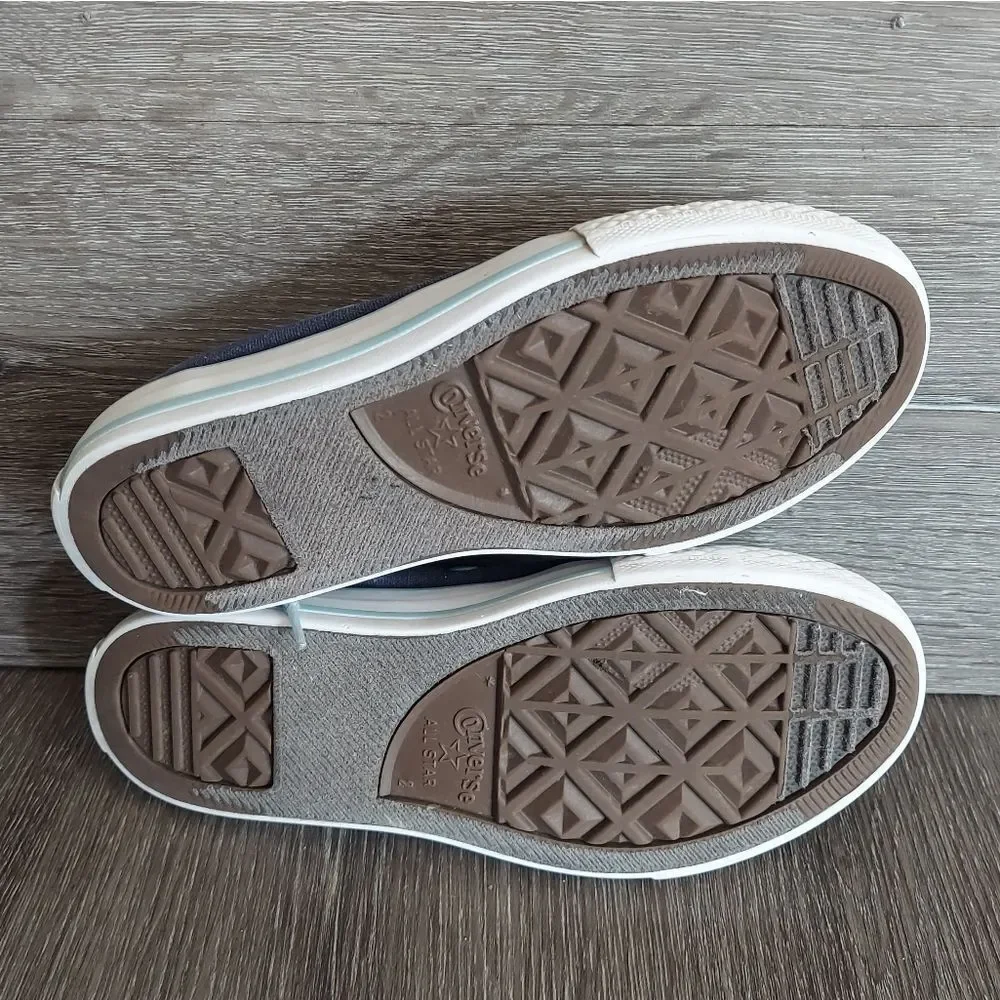 Converse Kids Double Tongue Navy Blue Canvas Sneakers Size 2